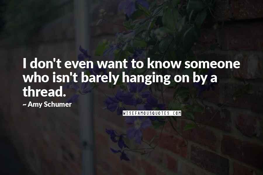 Amy Schumer quotes: I don't even want to know someone who isn't barely hanging on by a thread.