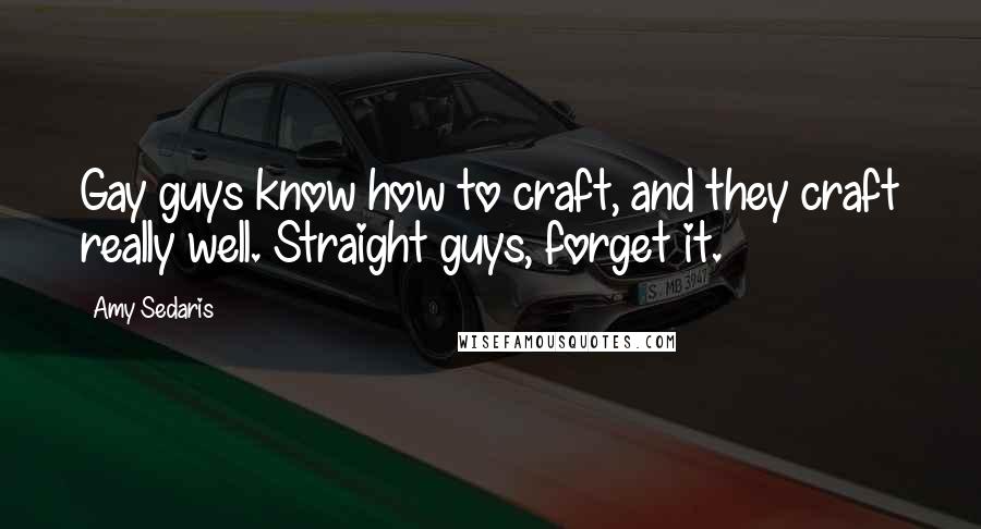 Amy Sedaris quotes: Gay guys know how to craft, and they craft really well. Straight guys, forget it.