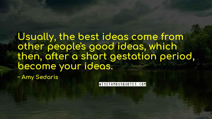 Amy Sedaris quotes: Usually, the best ideas come from other people's good ideas, which then, after a short gestation period, become your ideas. Amy Sedaris quotes: Usually, the best ideas come from other people's good ideas, which then, after a short gestation period, become your ideas.