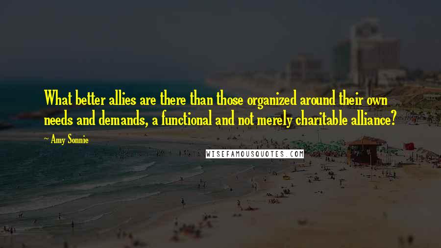 Amy Sonnie quotes: What better allies are there than those organized around their own needs and demands, a functional and not merely charitable alliance?