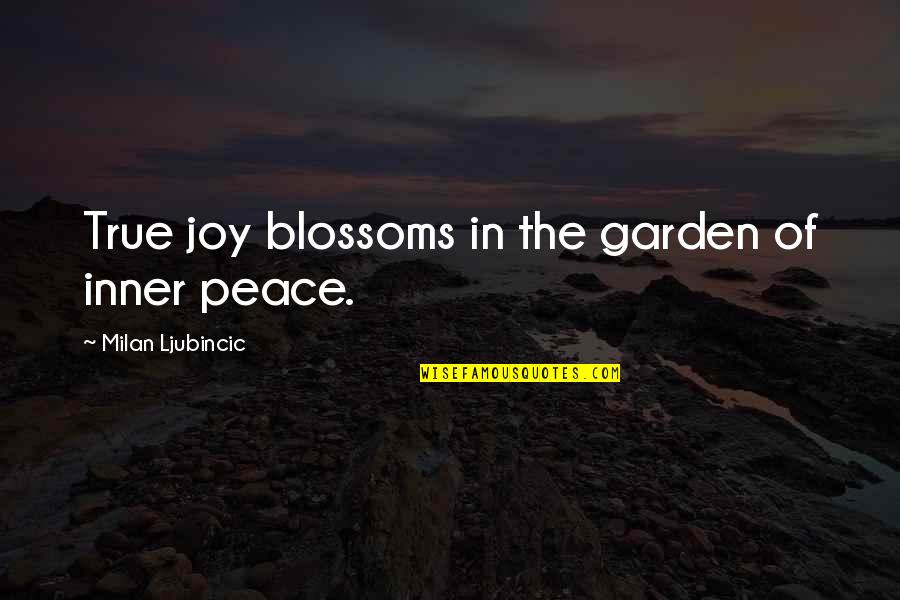 Amy Sullivan Quotes By Milan Ljubincic: True joy blossoms in the garden of inner