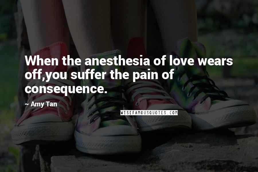 Amy Tan quotes: When the anesthesia of love wears off,you suffer the pain of consequence.