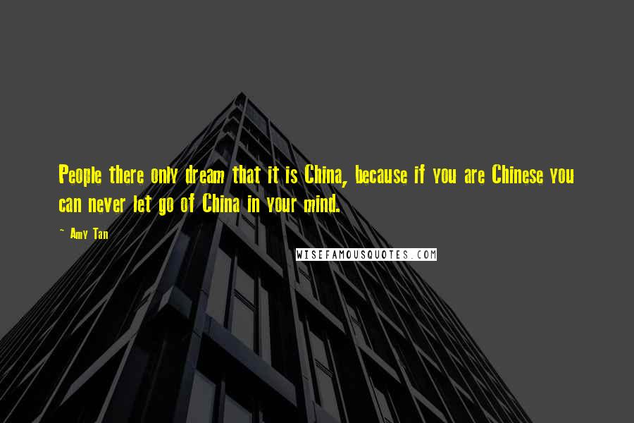 Amy Tan quotes: People there only dream that it is China, because if you are Chinese you can never let go of China in your mind.