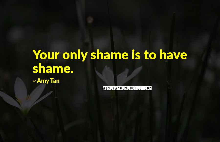 Amy Tan quotes: Your only shame is to have shame. Amy Tan quotes: Your only shame is to have shame.