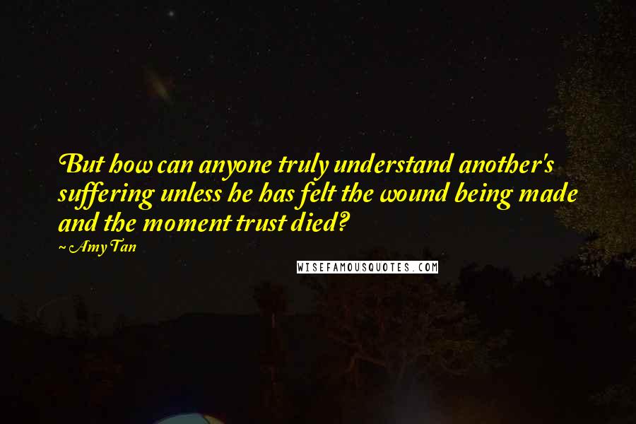 Amy Tan quotes: But how can anyone truly understand another's suffering unless he has felt the wound being made and the moment trust died?