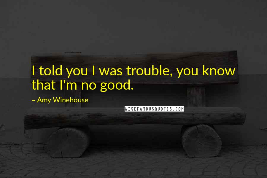Amy Winehouse quotes: I told you I was trouble, you know that I'm no good.