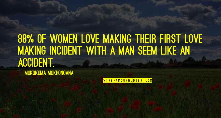 An Accident Quotes By Mokokoma Mokhonoana: 88% of women love making their first love