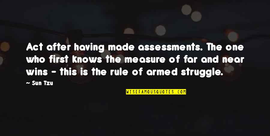 An Act Of War Quotes By Sun Tzu: Act after having made assessments. The one who