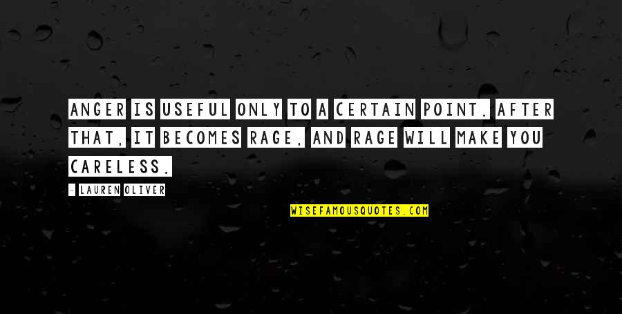 An Addiction To Someone Quotes By Lauren Oliver: Anger is useful only to a certain point.