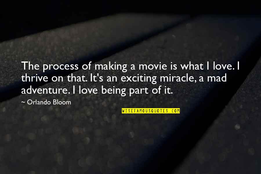 An Adventure Quotes By Orlando Bloom: The process of making a movie is what