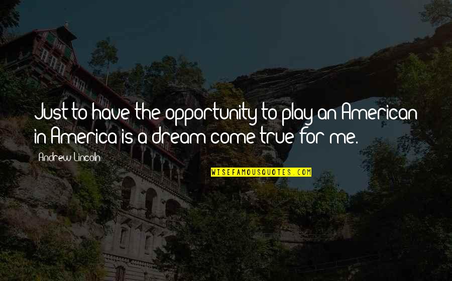 An American Dream Quotes By Andrew Lincoln: Just to have the opportunity to play an