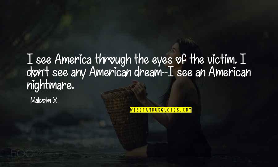 An American Dream Quotes By Malcolm X: I see America through the eyes of the