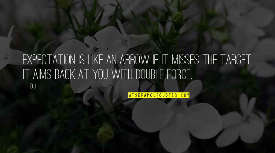 An Arrow Quotes By D.j.: Expectation is like an arrow if it misses
