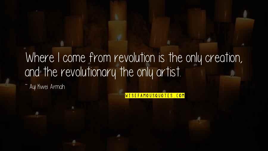 An Artist's Creation Quotes By Ayi Kwei Armah: Where I come from revolution is the only