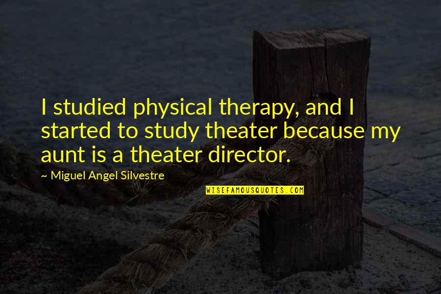 An Aunt Quotes By Miguel Angel Silvestre: I studied physical therapy, and I started to An Aunt Quotes By Miguel Angel Silvestre: I studied physical therapy, and I started to