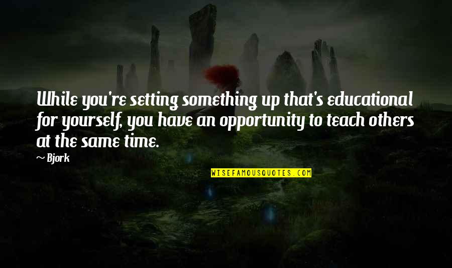 An Educational Quotes By Bjork: While you're setting something up that's educational for An Educational Quotes By Bjork: While you're setting something up that's educational for