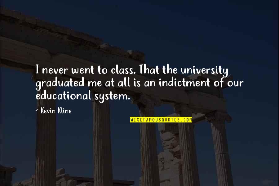 An Educational Quotes By Kevin Kline: I never went to class. That the university An Educational Quotes By Kevin Kline: I never went to class. That the university