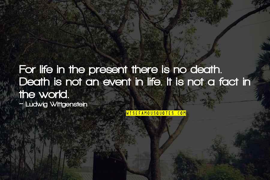 An Event Quotes By Ludwig Wittgenstein: For life in the present there is no