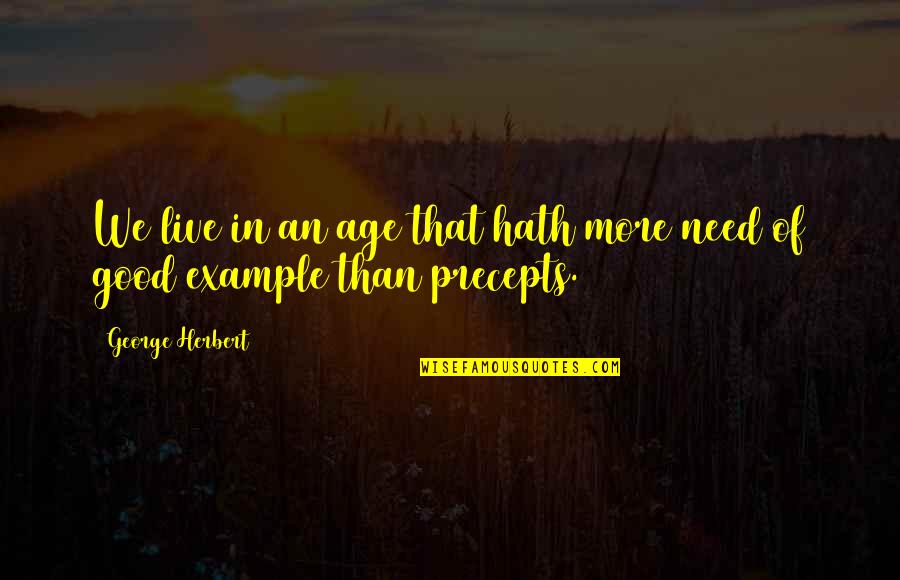 An Example Quotes By George Herbert: We live in an age that hath more