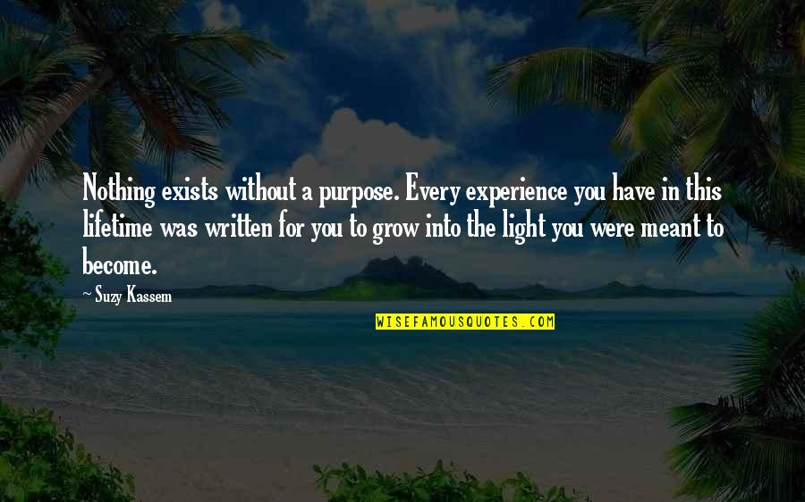 An Experience Of A Lifetime Quotes By Suzy Kassem: Nothing exists without a purpose. Every experience you