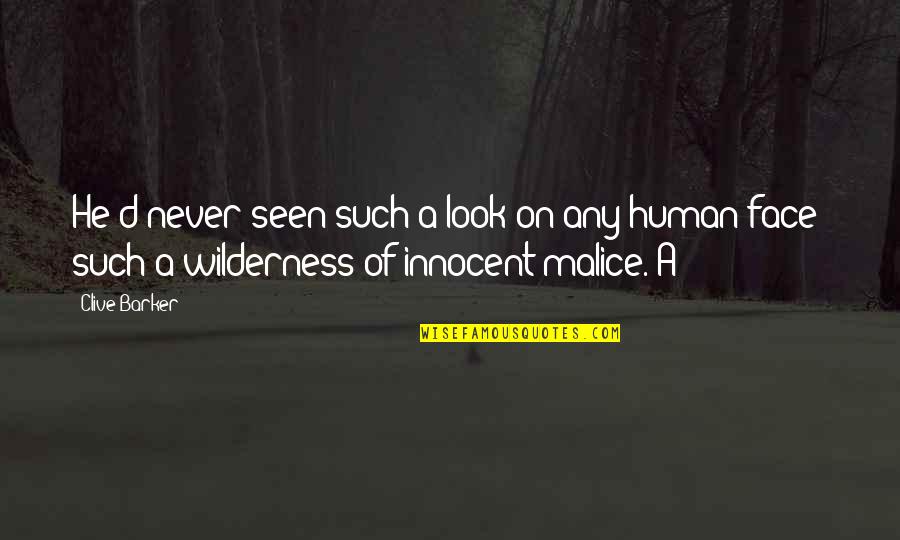 An Innocent Face Quotes By Clive Barker: He'd never seen such a look on any An Innocent Face Quotes By Clive Barker: He'd never seen such a look on any