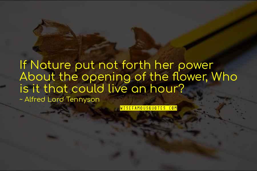 An Opening Quotes By Alfred Lord Tennyson: If Nature put not forth her power About