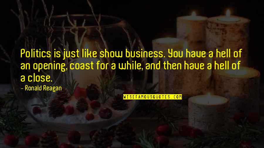 An Opening Quotes By Ronald Reagan: Politics is just like show business. You have