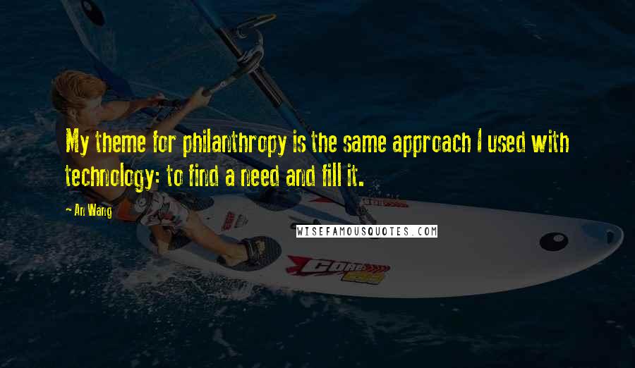 An Wang quotes: My theme for philanthropy is the same approach I used with technology: to find a need and fill it.