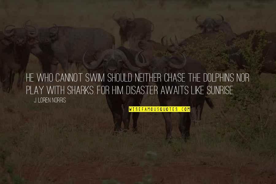 Ana Gabrielle Quotes By J. Loren Norris: He who cannot swim should neither chase the Ana Gabrielle Quotes By J. Loren Norris: He who cannot swim should neither chase the