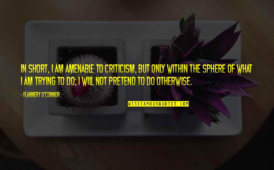 Anabella Doki Quotes By Flannery O'Connor: In short, I am amenable to criticism, but Anabella Doki Quotes By Flannery O'Connor: In short, I am amenable to criticism, but