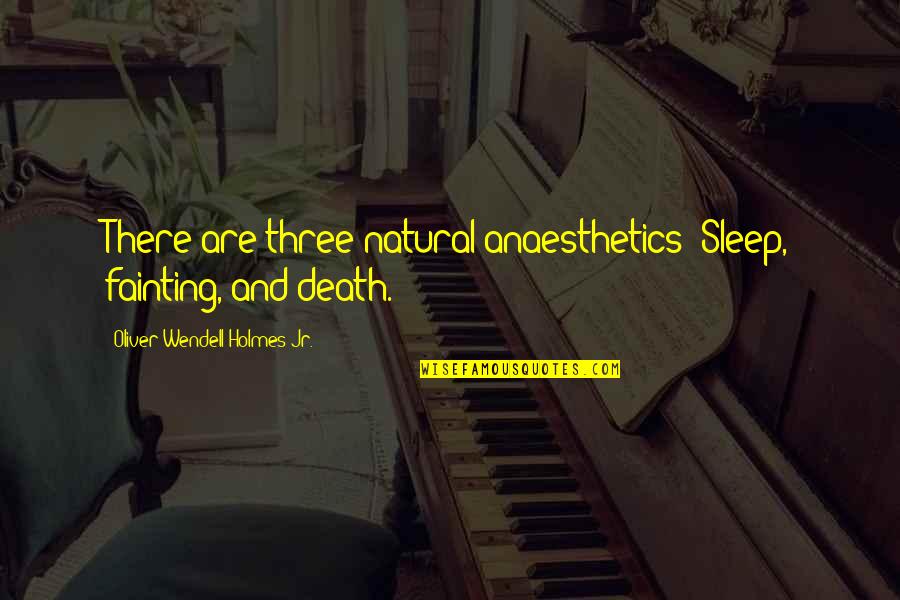 Anaesthetics Quotes By Oliver Wendell Holmes Jr.: There are three natural anaesthetics: Sleep, fainting, and