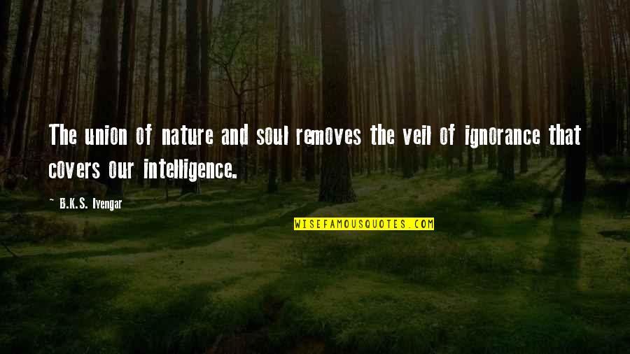 Anagorism Quotes By B.K.S. Iyengar: The union of nature and soul removes the