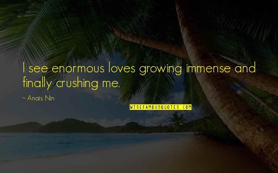 Anais Nin Love Quotes By Anais Nin: I see enormous loves growing immense and finally