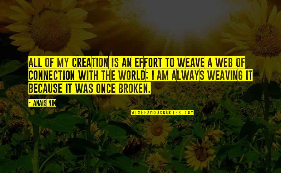 Anais's Quotes By Anais Nin: All of my creation is an effort to