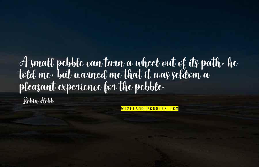 Anak Muda Quotes By Robin Hobb: A small pebble can turn a wheel out