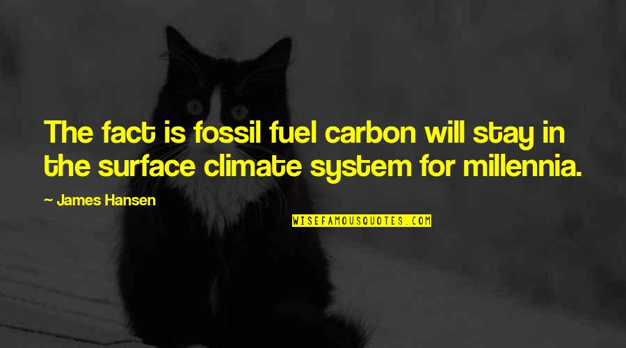 Analeigh Quotes By James Hansen: The fact is fossil fuel carbon will stay