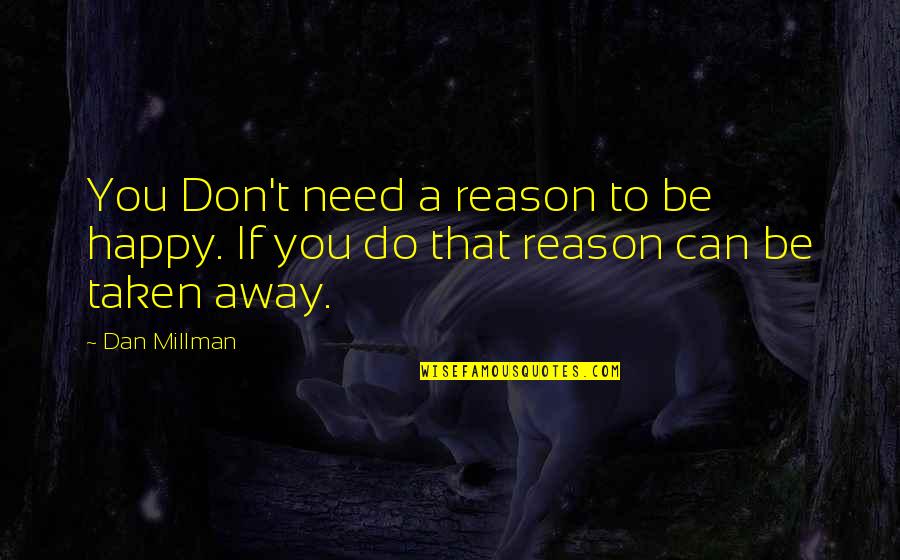 Analizando Sinonimo Quotes By Dan Millman: You Don't need a reason to be happy.