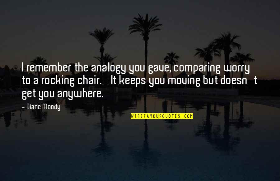 Analogy Quotes By Diane Moody: I remember the analogy you gave, comparing worry Analogy Quotes By Diane Moody: I remember the analogy you gave, comparing worry