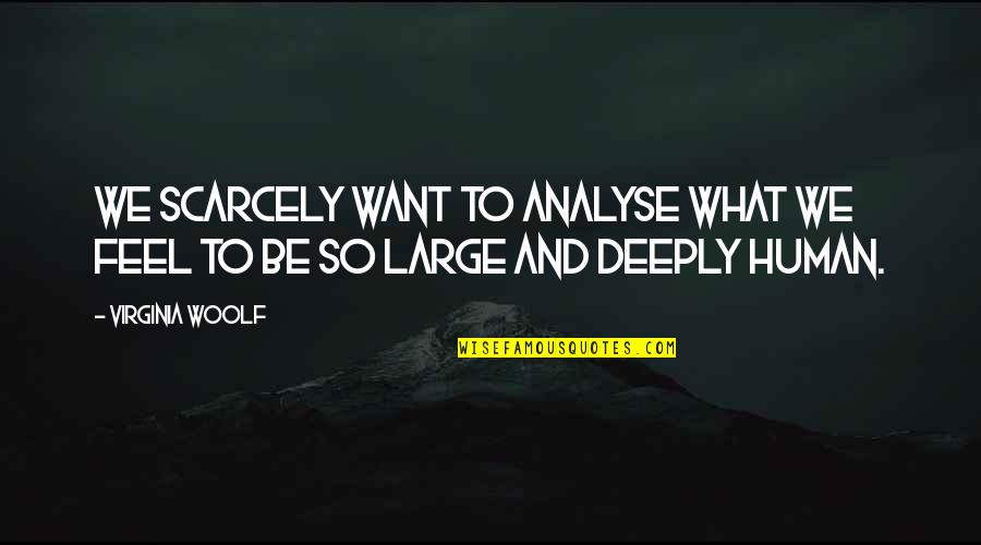 Analyse The Quotes By Virginia Woolf: We scarcely want to analyse what we feel