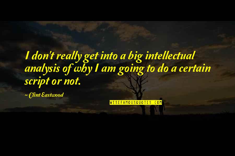 Analysis Quotes By Clint Eastwood: I don't really get into a big intellectual