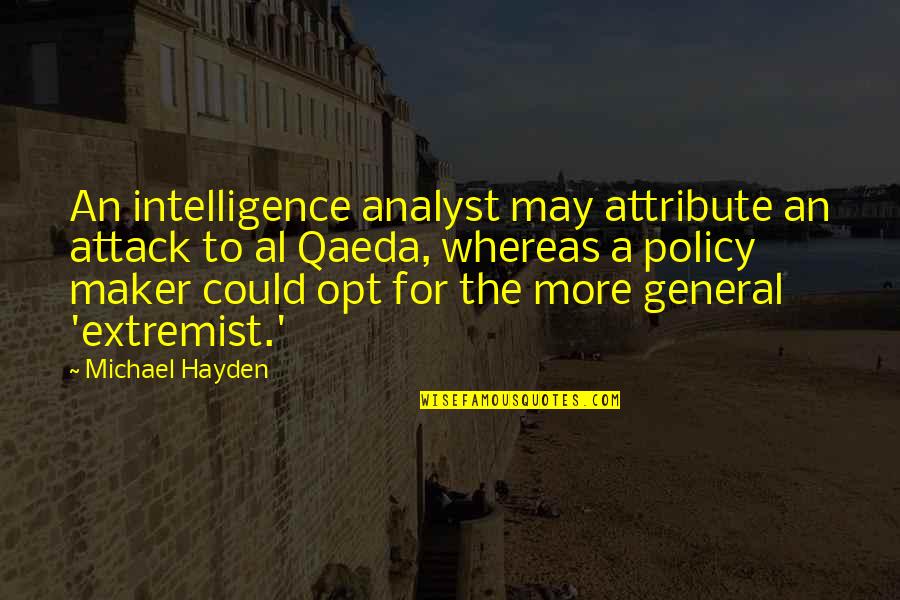 Analyst Quotes By Michael Hayden: An intelligence analyst may attribute an attack to