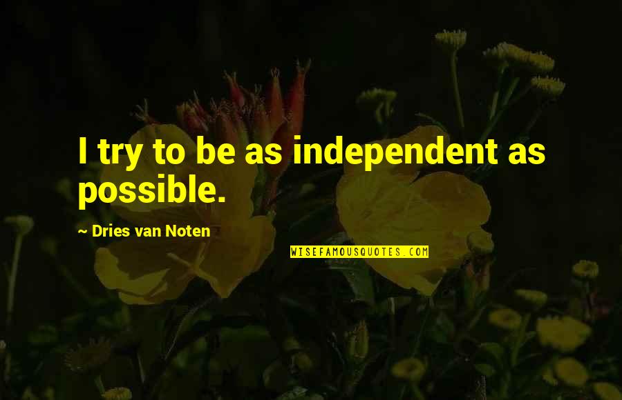Anamchara Fellowship Quotes By Dries Van Noten: I try to be as independent as possible.