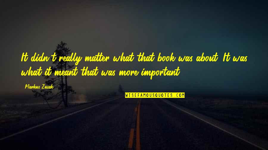 Anamchara Quotes By Markus Zusak: It didn't really matter what that book was