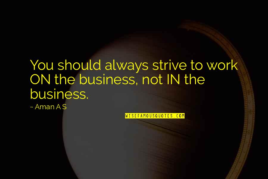 Ananda Sukarlan Quotes By Aman A S: You should always strive to work ON the