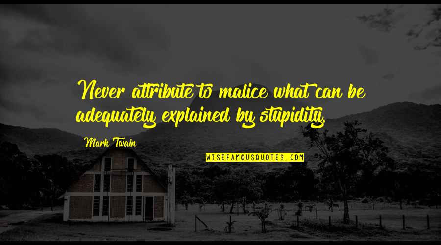Anandita Ananthakumar Quotes By Mark Twain: Never attribute to malice what can be adequately