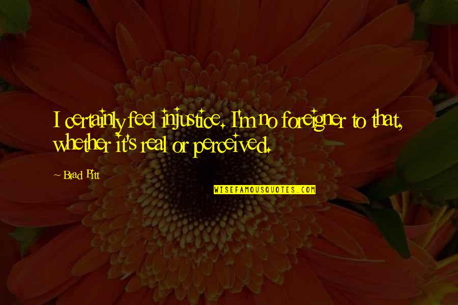Anandjibhai Quotes By Brad Pitt: I certainly feel injustice. I'm no foreigner to