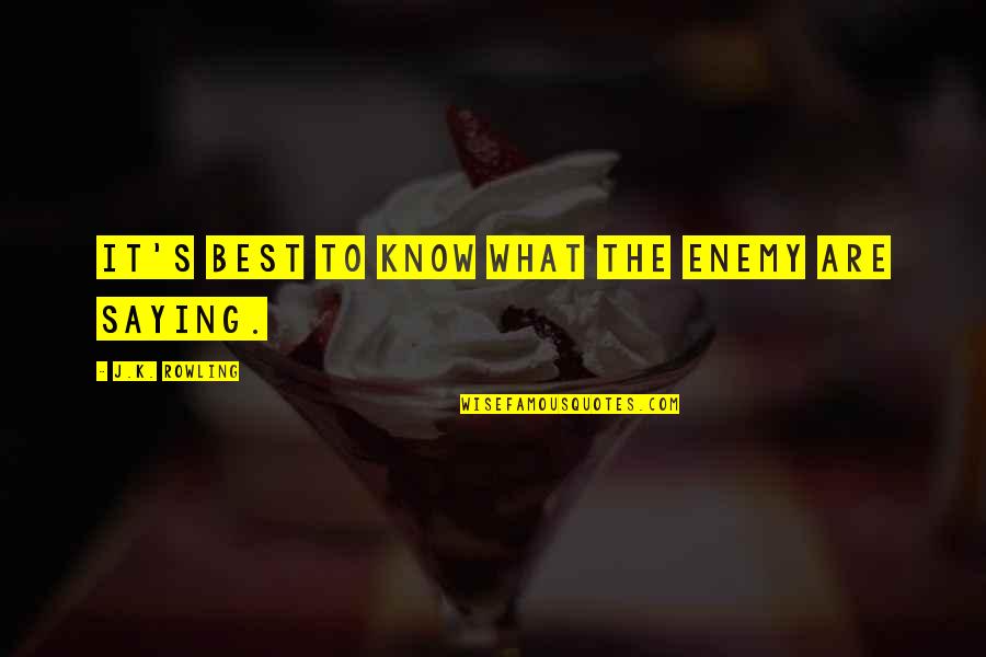 Anantivi Quotes By J.K. Rowling: It's best to know what the enemy are