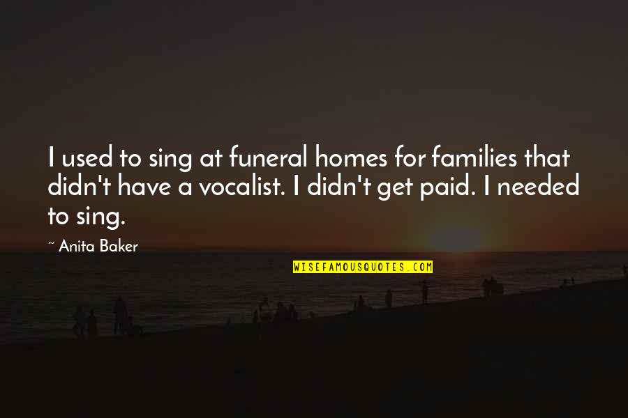 Anarchie Synonyme Quotes By Anita Baker: I used to sing at funeral homes for Anarchie Synonyme Quotes By Anita Baker: I used to sing at funeral homes for