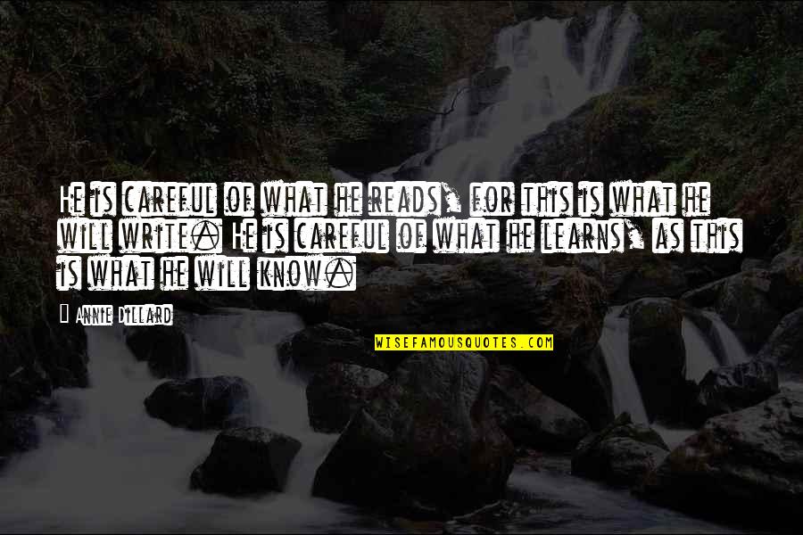 Anarquistas Significado Quotes By Annie Dillard: He is careful of what he reads, for