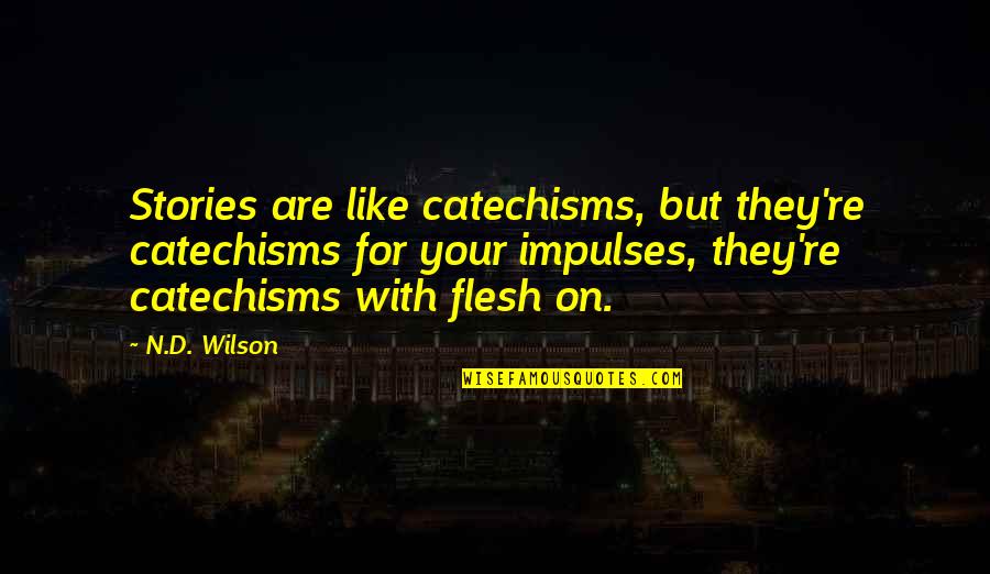 Anarumo Way Quotes By N.D. Wilson: Stories are like catechisms, but they're catechisms for